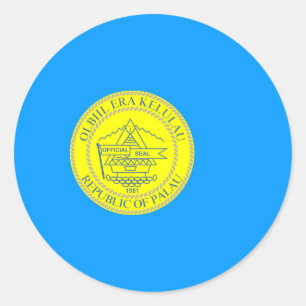 Palauan Flag & Siegel, Flagge von Palau Runder Aufkleber
