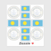 Palauan state symbols / coat of arms and flag stic aufkleber (Blatt)