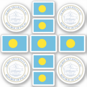 palauische Staatssymbole / Wappen und Flaggenaufkl Aufkleber