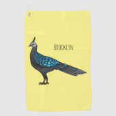 Palawan Pfauenpheasant Cartoon Golfhandtuch (Vorderseite)