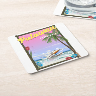 Palawan Philippinen Flugposter Rechteckiger Pappuntersetzer