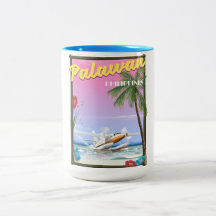 Palawan Philippinen Flugposter Zweifarbige Tasse
