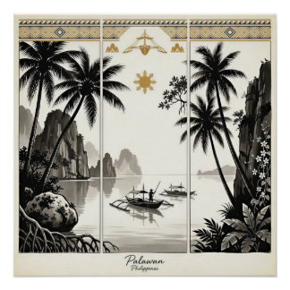 Palawan Philippinen Triptychon Wandkunst Poster