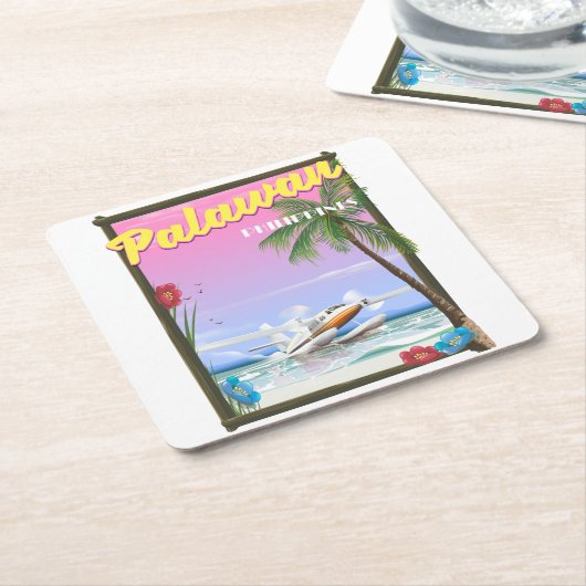 Palawan Philippines Flugplakat Rechteckiger Pappuntersetzer (angewinkelt)