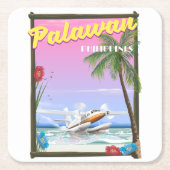 Palawan Philippines Flugplakat Rechteckiger Pappuntersetzer (Vorderseite)