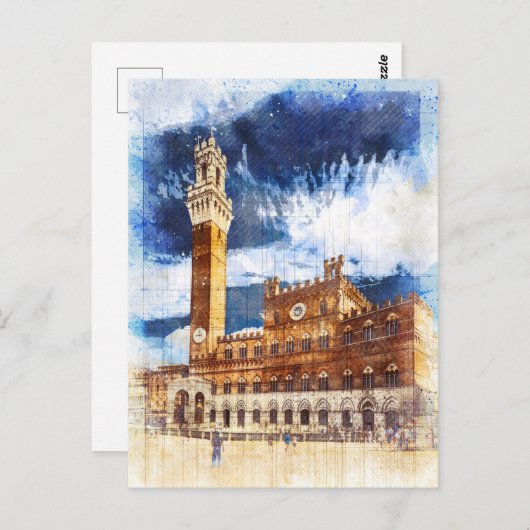 Palazzo Pubblico in Siena. Toskana, Italien. Postkarte (Vorne/Hinten)