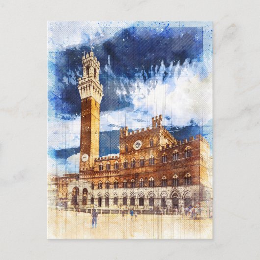 Palazzo Pubblico in Siena. Toskana, Italien. Postkarte (Vorderseite)