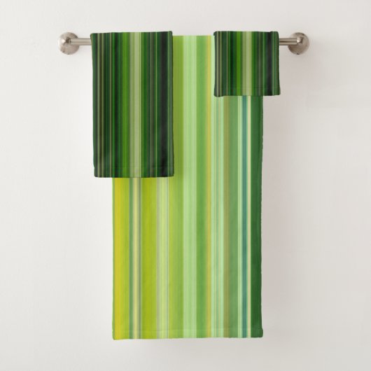 Pale and Dark Green Stripes Badhandtuch Set (Insitu)