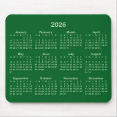 Pale and Forest Green 2026 Calendar Mousepad (Vorne)