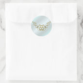 Pale Aqua and Gold Wedding Runder Aufkleber (Tasche)