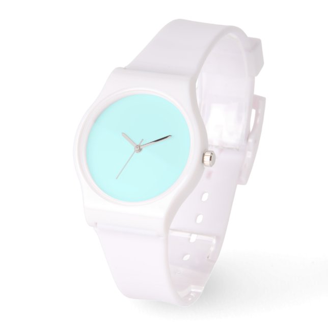 Pale Aqua Dial White Silicone Armbanduhr (Winkel)