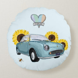 Pale Aqua Figaro round pillow Rundes Kissen