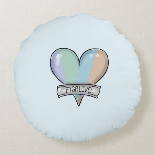 Pale Aqua Figaro round pillow Rundes Kissen (Rückseite)