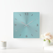 Pale Aqua Moderne Metallmauer Uhr (Zuhause)