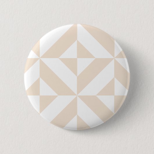 Pale Beige Geometric Deko Cube Pattern Button (Vorderseite)
