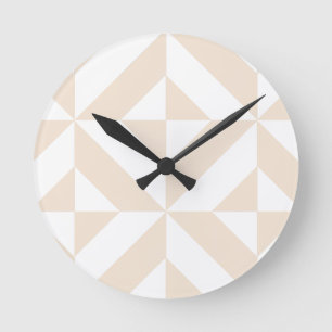 Pale Beige Geometric Deko Cube Pattern Runde Wanduhr