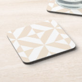 Pale Beige Geometric Deko Cube Pattern Untersetzer (Linke Seite)