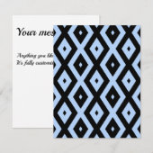 Pale blue and black diamond pattern RSVP karte (Vorne/Hinten)