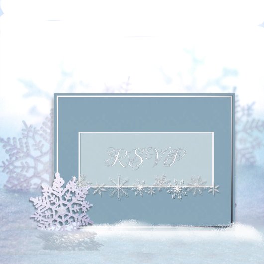 Pale Blue and Sky Snowflake Response Postcard Folien Feiertagspostkarte