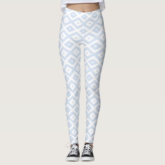 Pale blue and white diamond pattern leggings (Vorderseite)