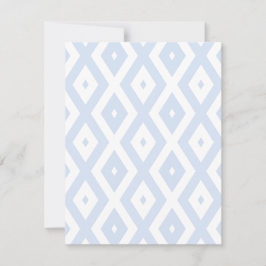 Pale blue and white diamond pattern RSVP karte (Vorderseite)