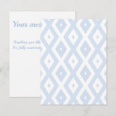 Pale blue and white diamond pattern RSVP karte (Vorne/Hinten)
