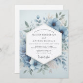 Pale Blue Bloom Ethereal Wedding Einladung (Vorne/Hinten)
