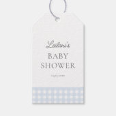 Pale Blue Gingham Classic Boys Baby Shower Gevor Geschenkanhänger (Vorderseite)