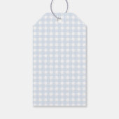 Pale Blue Gingham Classic Boys Baby Shower Gevor Geschenkanhänger (Rückseite)