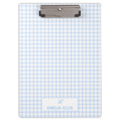 Pale Blue Gingham Classic Monogram  Klemmbrett (Vorderseite)
