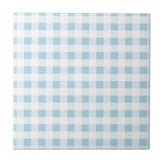 Pale Blue Gingham Fliese (Vorderseite)