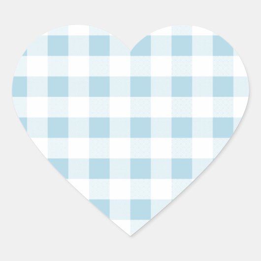 Pale Blue Gingham Herz-Aufkleber (Vorderseite)