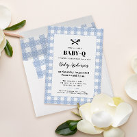 Pale Blue Gingham Kariert Baby Dusche GRILLEN