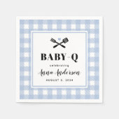 Pale Blue Gingham Kariert Baby Q Serviette (Vorderseite)