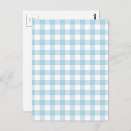 Pale Blue Gingham Postkarte (Vorne/Hinten)