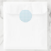 Pale Blue Gingham Runder Aufkleber (Tasche)