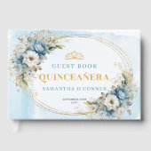 Pale Blue Gold Eucalyptus Boho Guest Book Quince Gästebuch (Vorderseite)