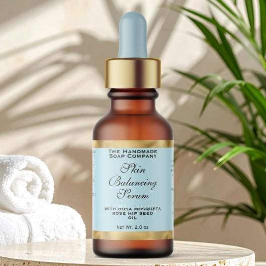Pale Blue & Gold Small Dropper Bottle Label  Adressaufkleber