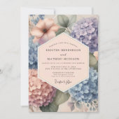 Pale Blue Hydrangea Floral Wedding Einladung (Vorderseite)
