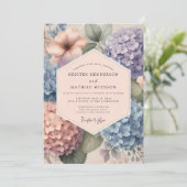 Pale Blue Hydrangea Floral Wedding Einladung (Stehend Vorderseite)