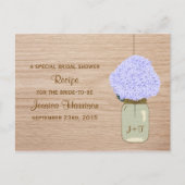 Pale Blue Hydrangea & Mason Jar Brautparty Einladungspostkarte (Vorderseite)