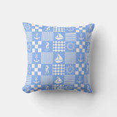 Pale Blue Nautic Patchwork Pattern Kissen (Vorderseite)