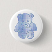 Pale Blue Pastel Gingham Teddy Bear Button (Vorderseite)