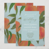 Pale Blue & Peaches Hochzeit Einladung (Vorne/Hinten)