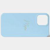 Pale Blue Personalisiert iPhone Case Script Name (Rückseite (Horizontal))