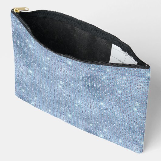 Pale Blue Sequin Pattern Zubehörtasche (Offen)