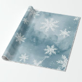 Pale Blue Snowflakes Watercolor Winter Holiday Geschenkpapier (Ungerollt)