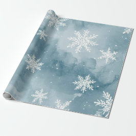 Pale Blue Snowflakes Watercolor Winter Holiday Geschenkpapier