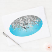 Pale Blue und Falglitter Ovaler Aufkleber (Umschlag)