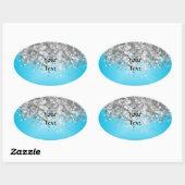 Pale Blue und Falglitter Ovaler Aufkleber (Blatt)